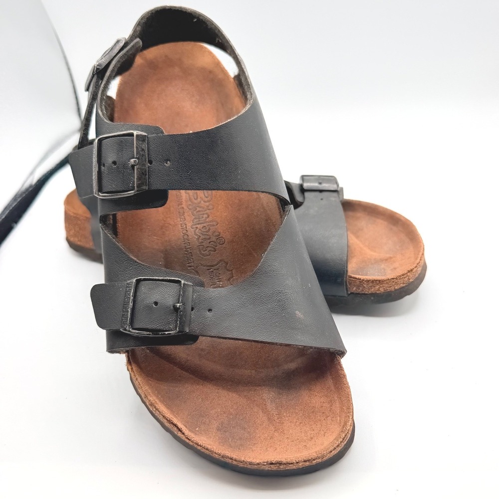 Birki's Birkenstock Sandals Womens Black Good Three Strap Buckle Backstrap
